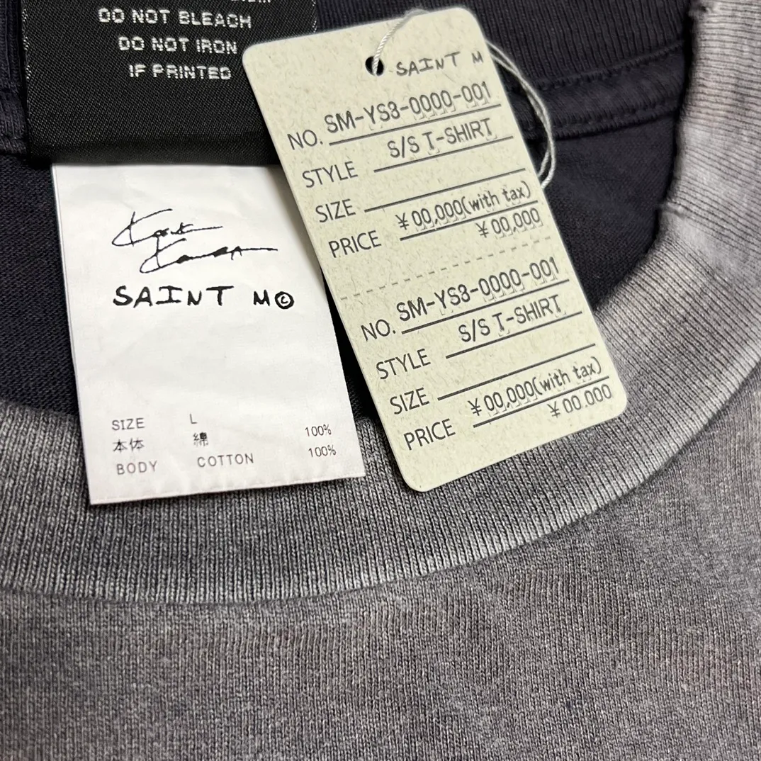 Customized accessories SAINT Mxxxxxx × Kosuke Kawamura latest joint model KK_LS TEE/NOTHING IMP/BLK Holy Infant Tadpole distressed long sleeves washed black S-XL